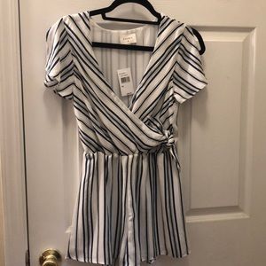 Everly Navy striped romper